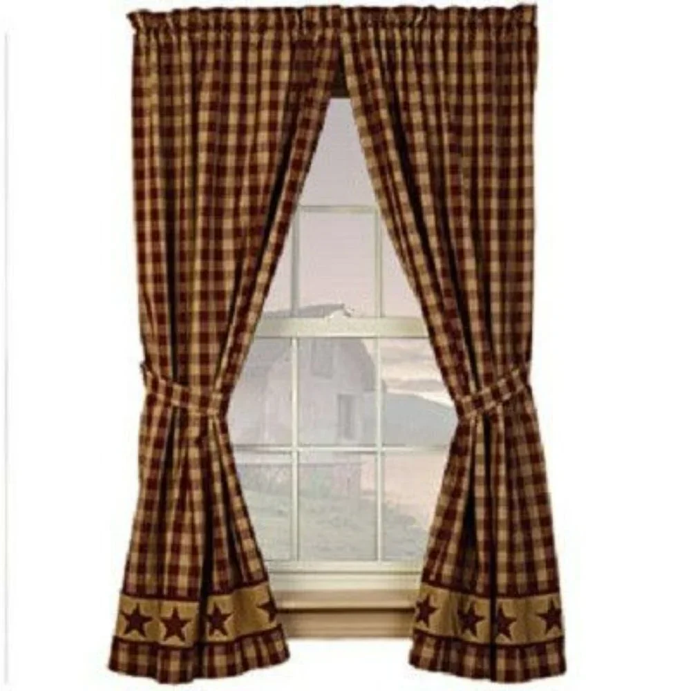 The Country House CollectionBlack Farmhouse Star 36x62” Curtain Panels 1 Pair